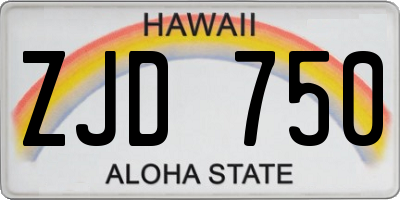 HI license plate ZJD750