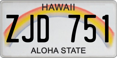 HI license plate ZJD751