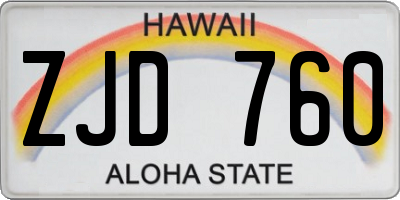 HI license plate ZJD760