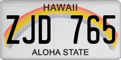 HI license plate ZJD765