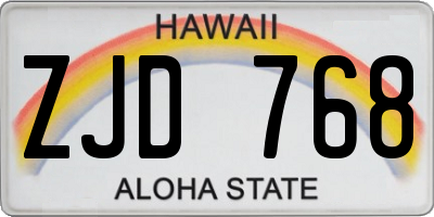 HI license plate ZJD768