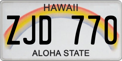 HI license plate ZJD770