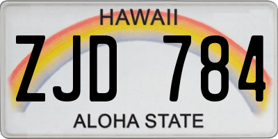 HI license plate ZJD784