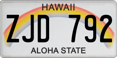 HI license plate ZJD792