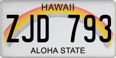 HI license plate ZJD793
