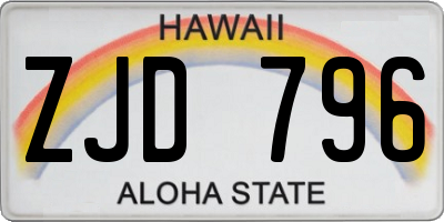 HI license plate ZJD796