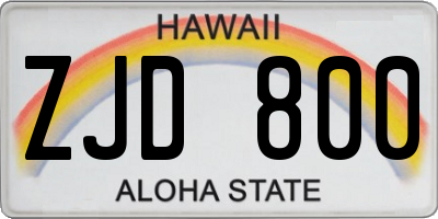 HI license plate ZJD800