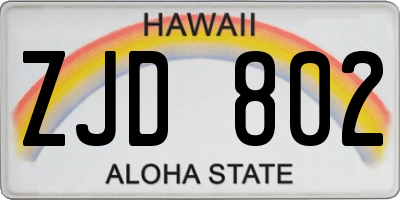 HI license plate ZJD802