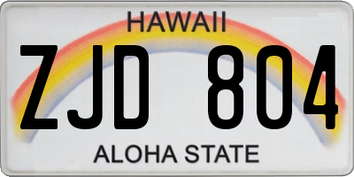 HI license plate ZJD804