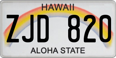 HI license plate ZJD820