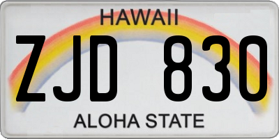 HI license plate ZJD830
