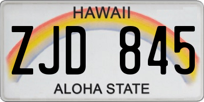 HI license plate ZJD845