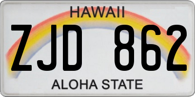 HI license plate ZJD862
