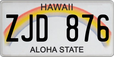 HI license plate ZJD876