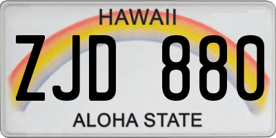 HI license plate ZJD880