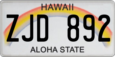 HI license plate ZJD892