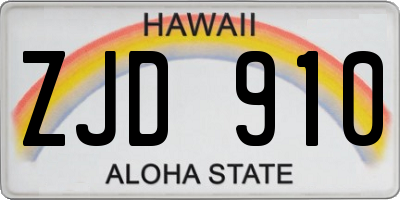HI license plate ZJD910