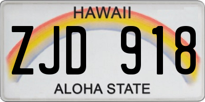 HI license plate ZJD918
