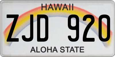 HI license plate ZJD920