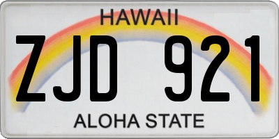 HI license plate ZJD921