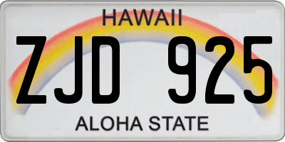 HI license plate ZJD925