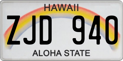 HI license plate ZJD940