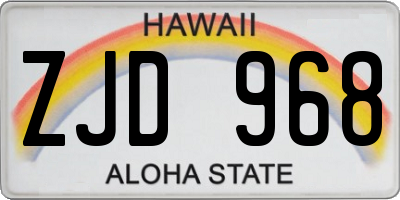 HI license plate ZJD968