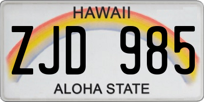 HI license plate ZJD985