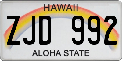 HI license plate ZJD992