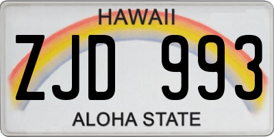 HI license plate ZJD993