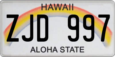 HI license plate ZJD997