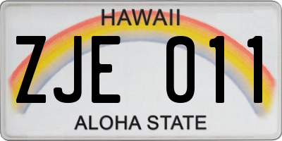 HI license plate ZJE011