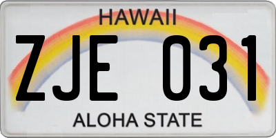 HI license plate ZJE031