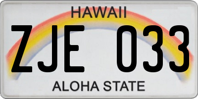 HI license plate ZJE033