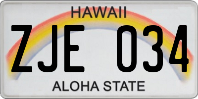 HI license plate ZJE034