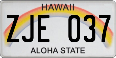 HI license plate ZJE037
