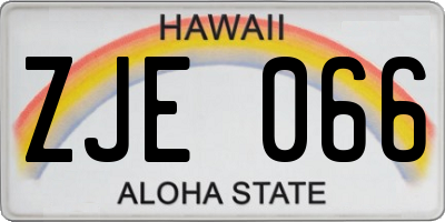 HI license plate ZJE066