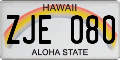 HI license plate ZJE080