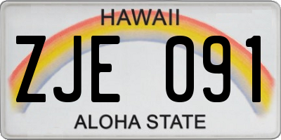 HI license plate ZJE091