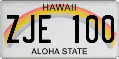 HI license plate ZJE100