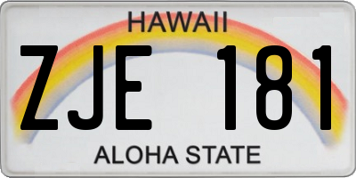HI license plate ZJE181