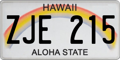 HI license plate ZJE215