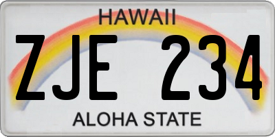 HI license plate ZJE234