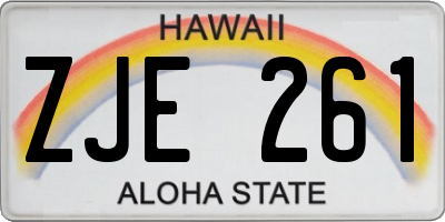 HI license plate ZJE261