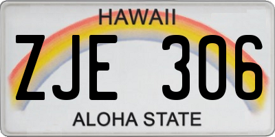 HI license plate ZJE306