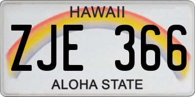 HI license plate ZJE366