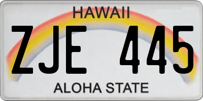 HI license plate ZJE445