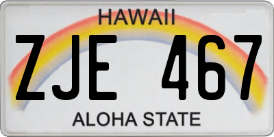 HI license plate ZJE467