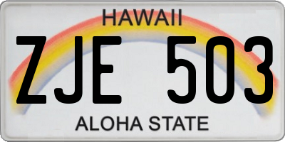 HI license plate ZJE503