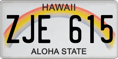 HI license plate ZJE615